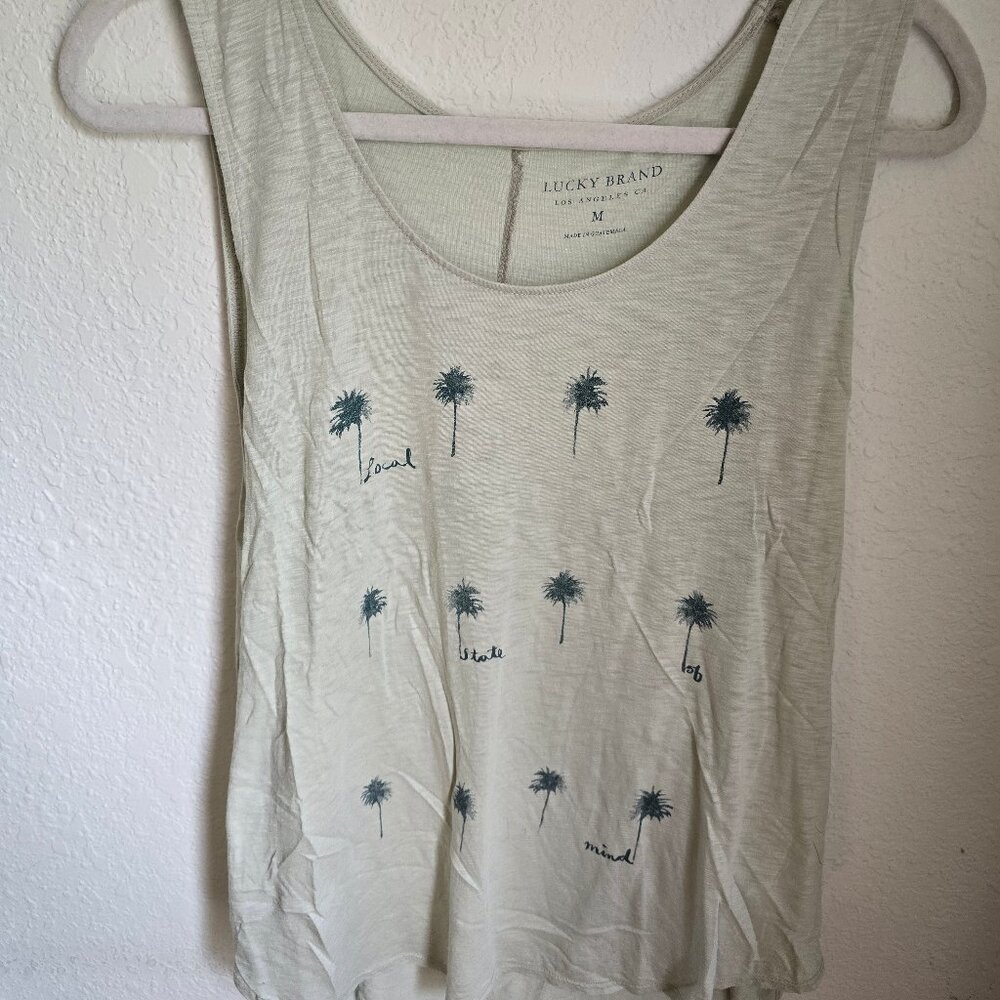 Lucky Brand Mint Muscle Tank Palm Trees Size Medium